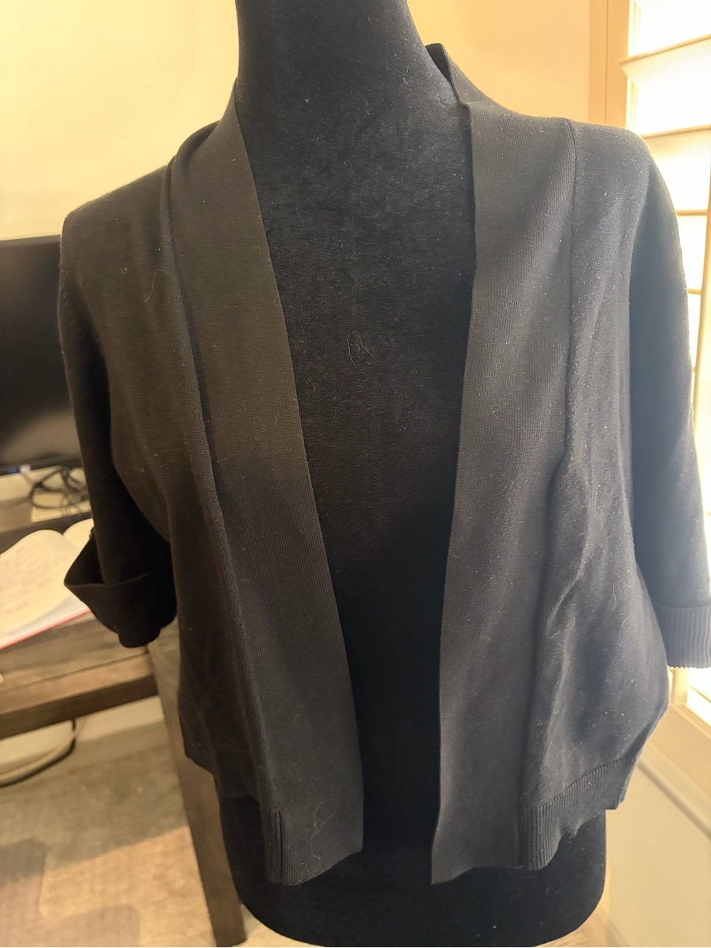 Verve Ami Black Open-Front Short-Sleeve Cardigan
